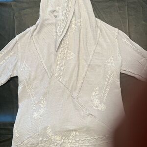 Caite Embroidered Pale Blue Jacket with Hood